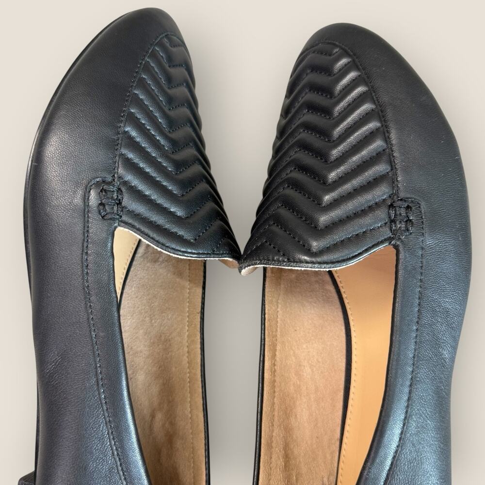Talbots Leather Loafer Flat Casual Shoes Women 8M Black Chevron Quilted Slip On - Picture 6 of 10